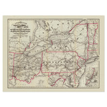 Load image into Gallery viewer, Digitally Restored and Enhanced 1860 Northeastern States Railroad Map - Antebellum Transportation Cartography - Civil War Era Infrastructure - Archival Print
