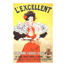 Load image into Gallery viewer, Digitally Restored and Enhanced 1895 French Beef Consomme Paris Food Advertising Poster - Art Nouveau Era - European Culinary History - Archival Reproduction
