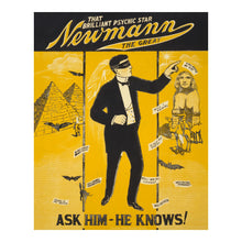 Load image into Gallery viewer, Digitally Restored and Enhanced 1928 Newmann the Great Poster - Brilliant Psychic Star Mentalist - Jazz Age Vaudeville Theater - Archival Print

