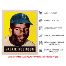 Cargar imagen en el visor de la galería, Digitally Restored and Enhanced 1948 Jackie Robinson Poster Matte - Vintage Poster of Brooklyn Dodgers Baseball Player Jackie Robinson Wall Art Print
