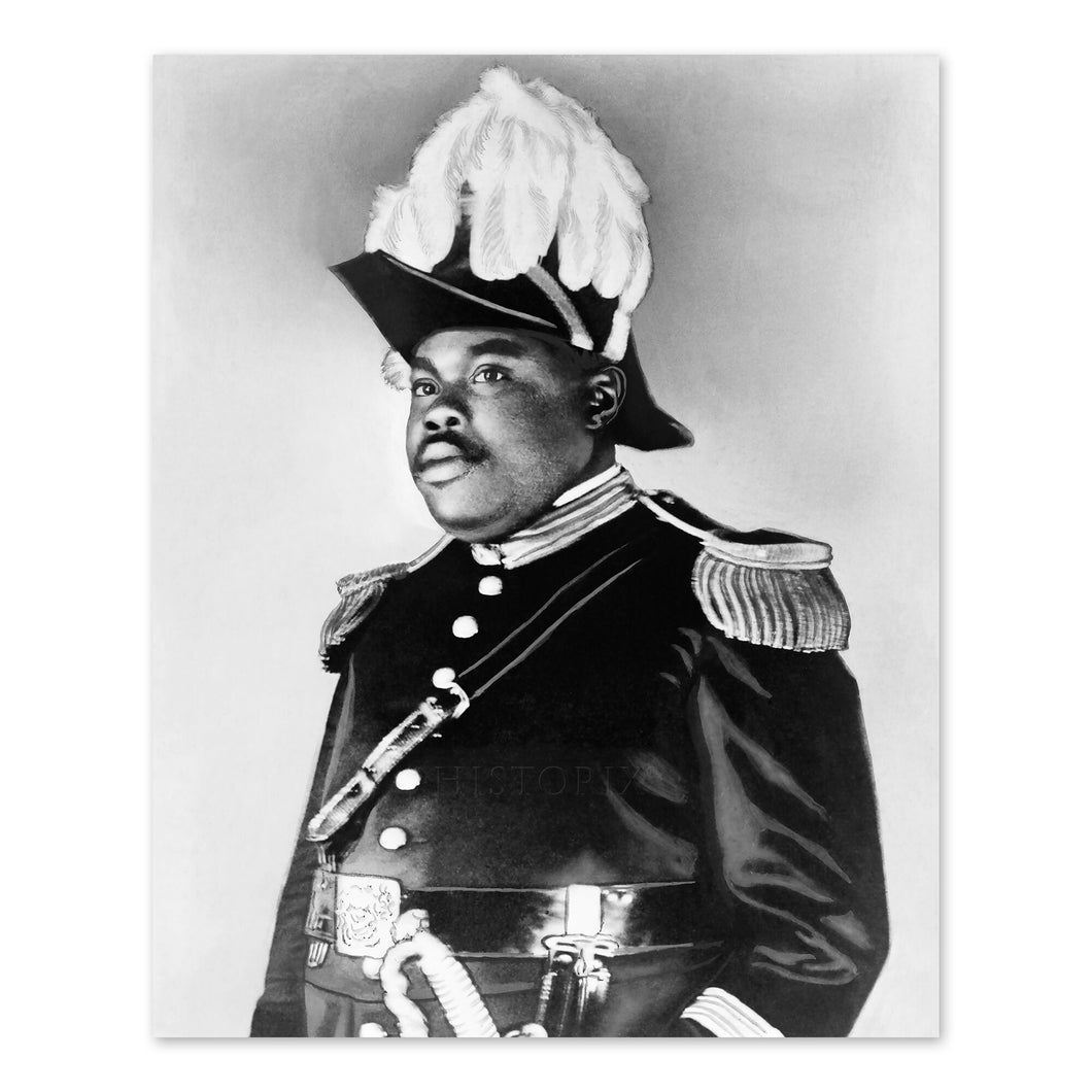 Digitally Restored and Enhanced 1923 Marcus Garvey Poster Photo - Vintage Portrait Photo of Marcus Mosiah Garvey in Uniform Facing Left Print Wall Art