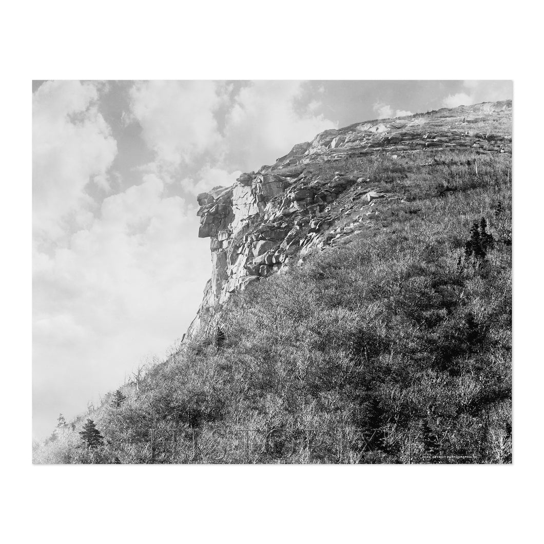Digitally Restored and Enhanced 1900 Unframed Old Man of the Mountain Rock Formation Print Photo - Restored The Great Stone Face Photo Wall Art Poster