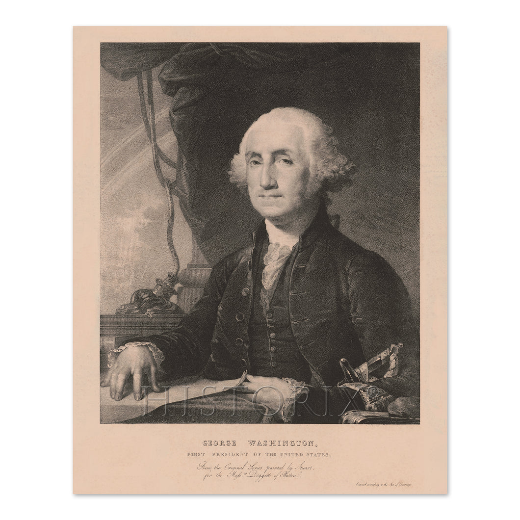 Digitally Restored and Enhanced 1828 George Washington Portrait Photo Print - Restored United States President George Washington Wall Art Poster