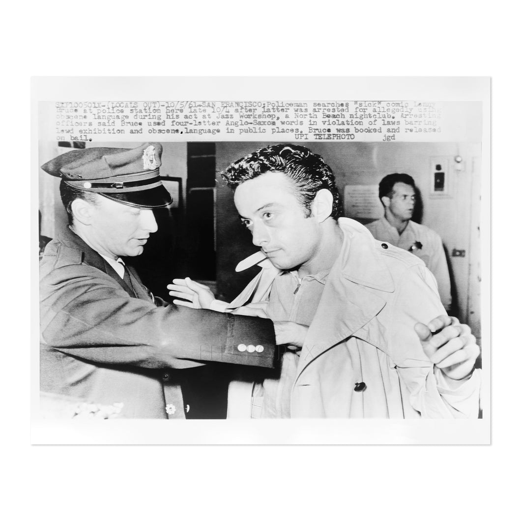 Digitally Restored and Enhanced 1961 Lenny Bruce Photo Print - The Arrest of Standup Comedian Lenny Bruce Poster - Photo of Lenny Bruce at Police Station