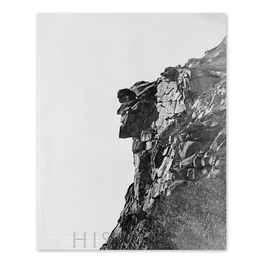 Digitally Restored and Enhanced 1890 Old Man of the Mountain Photo Print - Vintage Photo of The Great Stone Face or The Profile Wall Art Poster