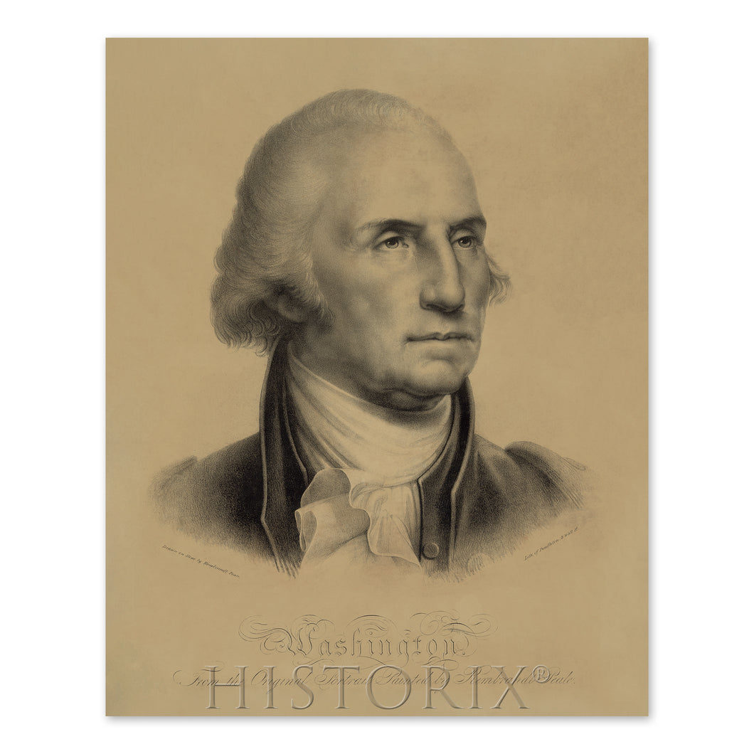 Digitally Restored and Enhanced 1827 George Washington Portrait Painted by Rembrandt Peale - Restored Painting of George Washington Poster
