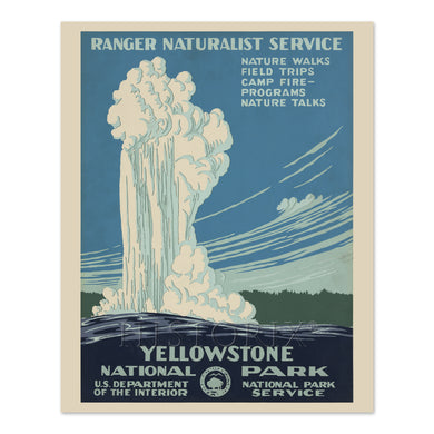 Digitally Restored and Enhanced 1938 Yellowstone National Park Travel Poster - Yellowstone National Park Poster Wall Art Showing The Old Faithful Geyser