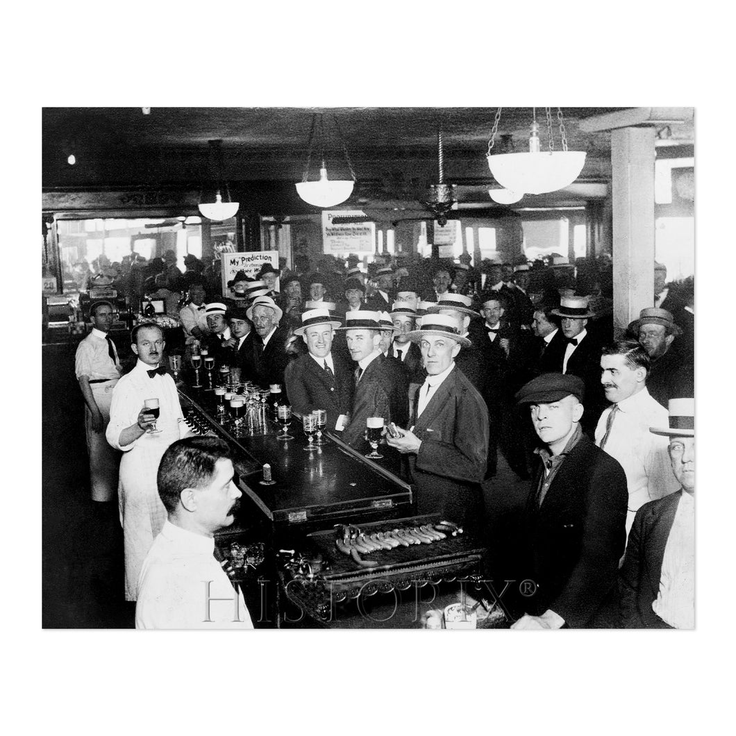 Digitally Restored and Enhanced 1919 Photo of a Crowded Bar Before Wartime Prohibition New York City Poster Print - Vintage New York City Wall Art