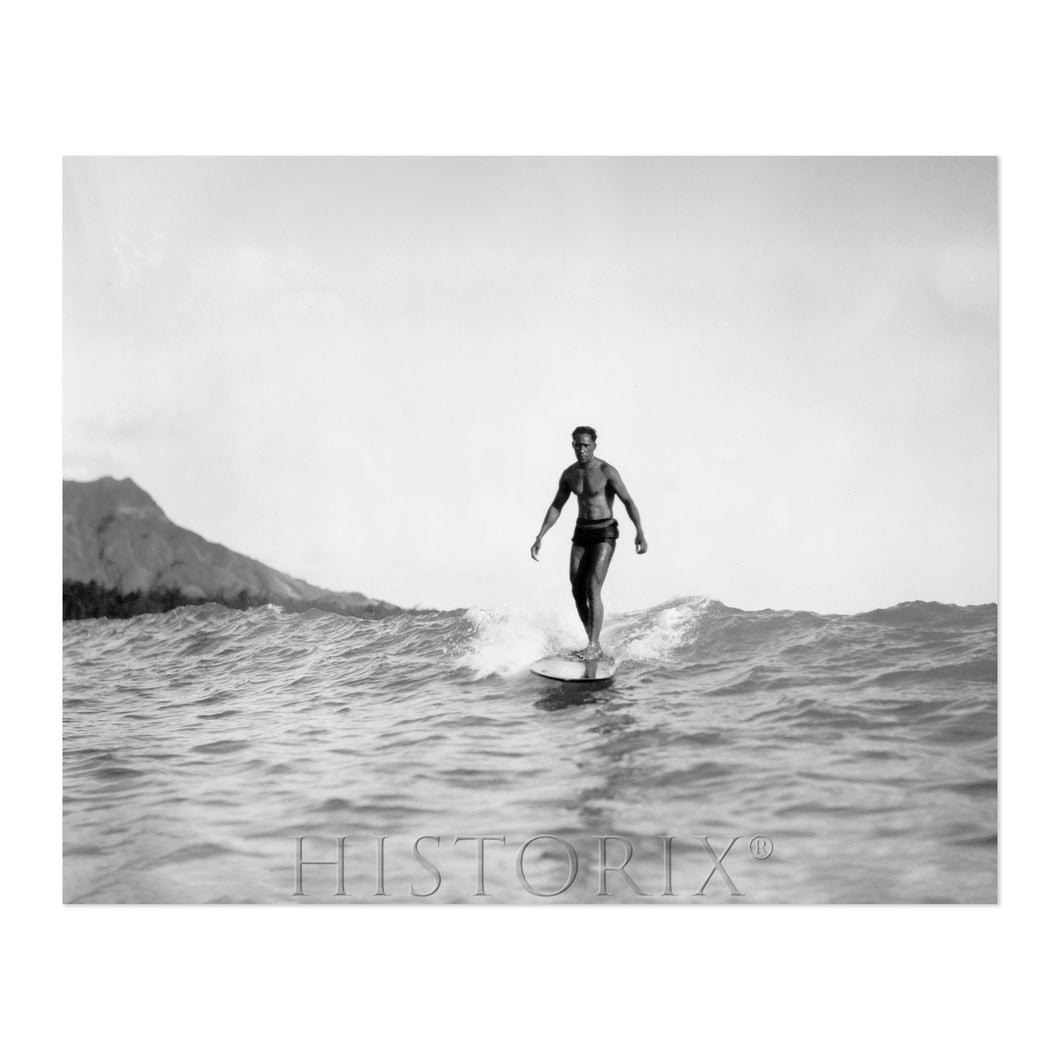 Digitally Restored and Enhanced 1929 The Surf Rider Photo Print - Restored Man Riding Wave on Surfboard - Honolulu Hawaii Surfing Poster Wall Art