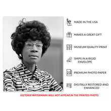 Load image into Gallery viewer, Digitally Restored and Enhanced 1972 Shirley Chisholm Photo Print - Old Shirley Chisholm Announcing Her Candidacy for Presidential Nomination Poster Photo
