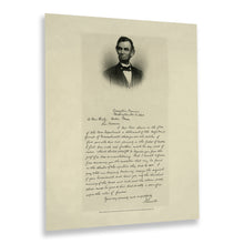 Load image into Gallery viewer, Digitally Restored and Enhanced 1892 Abraham Lincoln Photo Print - Old Letter from President Abraham Lincoln to Mrs Bixby - Vintage Abraham Lincoln Poster
