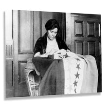 Cargar imagen en el visor de la galería, Digitally Restored and Enhanced 1912 Alice Paul Portrait Photo Print - Vintage Alice Paul Photo Sewing Suffrage Flag - Old Alice Paul Poster Wall Art
