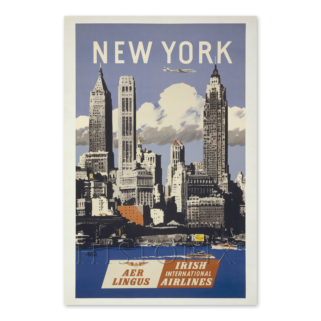 Digitally Restored and Enhanced 1950 New York Travel Poster Print - Old New York Skyline Poster by Adolph Treidler - Vintage Manhattan New York City Poster