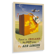 Load image into Gallery viewer, Digitally Restored and Enhanced 1950 Travel to Ireland the Easy Way Poster Print - Restored Fly Aer Lingus Irish Air Lines Travel Poster of Ireland
