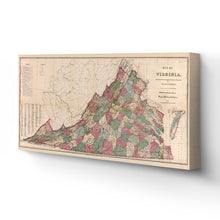 Load image into Gallery viewer, Digitally Restored and Enhanced - 1871 Virginia Map Canvas Art - Canvas Wrap Vintage Virginia Map Poster - Old State of Virginia Map Print - Restored Virginia Wall Art Showing Index of The Population
