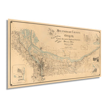 Load image into Gallery viewer, Digitally Restored and Enhanced 1889 Map of Multnomah County Oregon - Vintage Map Wall Art - Multnomah County Portland Oregon Map showing Lot Lines, Landowners, Schools, Churches, Post Offices

