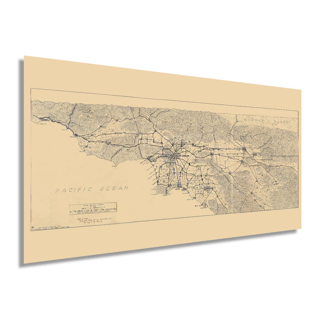 Digitally Restored and Enhanced 1915 Los Angeles California Map -  Map of Los Angeles & San Gabriel Mountains - Old Map of Los Angeles California Wall Art