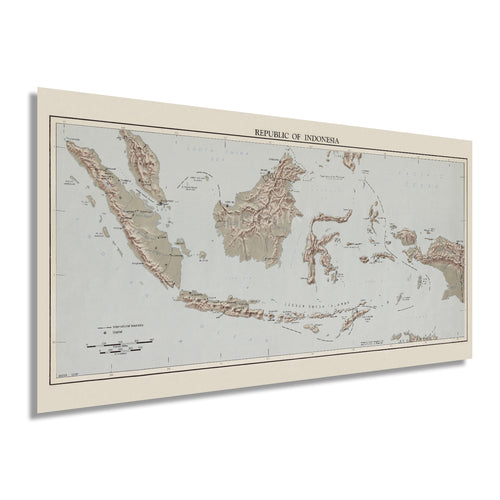 Digitally Restored and Enhanced 1957 Map of Indonesia Poster - Vintage Map Indonesia Wall Art Print - Republic of Indonesia Map Southeast Asia History