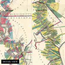 Cargar imagen en el visor de la galería, 1858 Mapa del río Mississippi inferior - Mapa de pared vintage del río Mississippi - Mapa histórico del río Mississippi - Gráfico antiguo del arte de la pared del río Mississippi inferior Póster 
