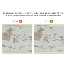 Load image into Gallery viewer, Digitally Restored and Enhanced 1957 Map of Indonesia Poster - Vintage Map Indonesia Wall Art Print - Republic of Indonesia Map Southeast Asia History
