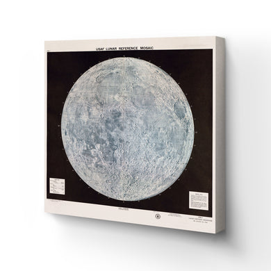 Digitally Restored and Enhanced 1966 Moon Map Canvas Art - Canvas Wrap Vintage Moon Poster - Old Map of the Moon Wall Art - Restored Moon Map Poster - USAF Lunar Reference Mosaic Map of the Moon