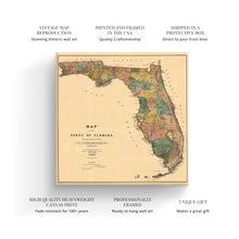 Cargar imagen en el visor de la galería, Digitally Restored and Enhanced 1856 Florida Map Canvas -Canvas Wrap Vintage Florida Map Wall Art - History Map of Florida State - Old Florida Poster Showing Progress of Surveys From Annual Report Wall Art
