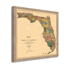 Load image into Gallery viewer, Digitally Restored and Enhanced 1856 Map of Florida State Poster - White Framed Vintage Florida Map Wall Art - Old State of Florida Poster - Framed Florida Map Showing Progress of Surveys
