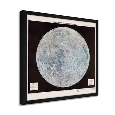 Digitally Restored and Enhanced 1966 Map of the Moon - Framed Vintage Moon Map - Restored Moon Map - Old Moon Map - USAF Lunar Reference Mosaic Poster of the Moon Wall Art Print