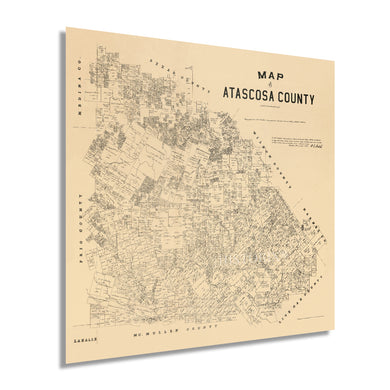 Digitally Restored and Enhanced 1879 Atascosa County Texas Map - Vintage Map of Atascosa County Wall Art - Old Atascosa County Map Poster - History Map of Atascosa County TX Showing Land Ownership