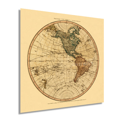Digitally Restored and Enhanced 1786 Western Hemisphere Old World Map Poster - Vintage Western Hemisphere World Map Wall Art - Old Western Hemisphere Map of the World