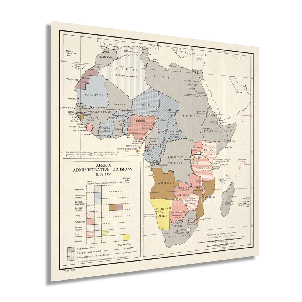 Digitally Restored and Enhanced 1960 Vintage Africa Map - Vintage Map of Africa Administrative Divisions - History Map of Africa Poster - Old Africa Wall Art