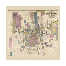 Load image into Gallery viewer, Digitally Restored and Enhanced 1895 Houston City Map - Inch Houston Texas Vintage Map - Old Map of Houston TX Wall Art - Restored Houston Wall Map of Texas - Historic City of Houston and Environs Map
