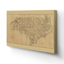 Load image into Gallery viewer, Digitally Restored and Enhanced 1808 North Carolina Map Canvas Art - Canvas Wrap Vintage Wall Map of North Carolina - Old NC Map Poster - First Actual Survey State Map of North Carolina Wall Art
