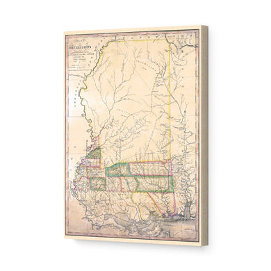 Digitally Restored and Enhanced 1820 Mississippi Map Canvas Art - Canvas Wrap Vintage State Map of Mississippi Wall Art - Historic Mississippi Poster - Old Mississippi State Map from Surveys