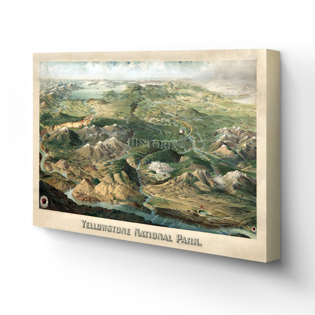 Digitally Restored and Enhanced 1904 Yellowstone National Park Map Canvas Art - Canvas Wrap Vintage Yellowstone Map - History Map of Yellowstone - Old Yellowstone National Park Wall Art Poster