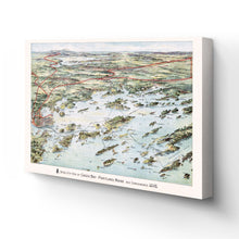 Load image into Gallery viewer, Digitally Restored and Enhanced 1906 Casco Bay Map Canvas Art - Canvas Wrap Vintage Map of Portland Maine - Bird&#39;s Eye View of Casco Bay Portland Maine Map &amp; Surroundings Wall Art Poster
