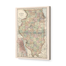 Load image into Gallery viewer, Digitally Restored and Enhanced 1891 Illinois Map Canvas Art - Canvas Wrap Vintage Illinois State Map Print - Old Map of Illinois Poster - Restored IL Map - Historic Illinois Wall Art Decor
