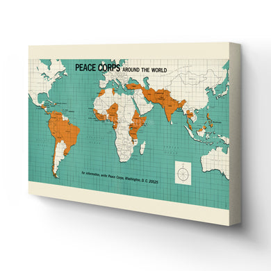 Digitally Restored and Enhanced 1966 World Map Canvas Art - Canvas Wrap Vintage World Map Poster - Historic World Map Wall Art - Old Map of the World Wall Map - Peace Corps Poster Around The World