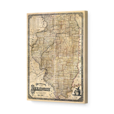 Digitally Restored and Enhanced 1861 Illinois Map Canvas Art - Canvas Wrap Vintage Illinois State Map - Old Map of Illinois Wall Art - Historic Illinois Map Print - Sectional Map of Illinois Poster