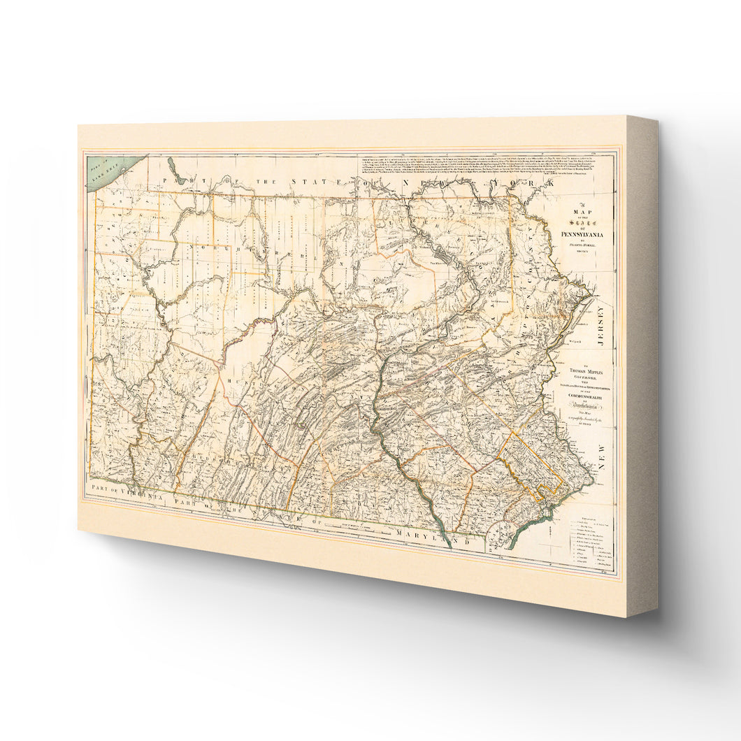 Digitally Restored and Enhanced 1792 Pennsylvania Map Canvas Art - Canvas Wrap Vintage Pennsylvania Map Poster - Historic State of Pennsylvania Wall Art - Old Wall Map of Pennsylvania Poster