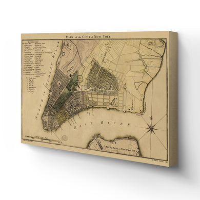 Digitally Restored and Enhanced - 1789 New York Canvas Map - Canvas Wrap Vintage New York Map - Old Wall Map of New York City Poster - Historic New York Wall Art - Restored Plan of New York City Map
