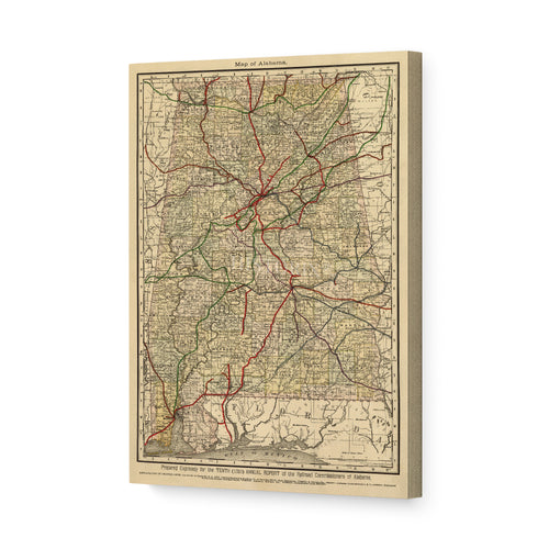 Digitally Restored and Enhanced 1888 Alabama Map Canvas Art - Canvas Wrap Vintage Alabama Map Print - Restored Alabama Wall Art - Old State of Alabama Map - Historic Wall Map of Alabama Poster