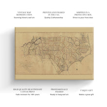 Load image into Gallery viewer, Digitally Restored and Enhanced 1808 North Carolina Map Canvas Art - Canvas Wrap Vintage Wall Map of North Carolina - Old NC Map Poster - First Actual Survey State Map of North Carolina Wall Art
