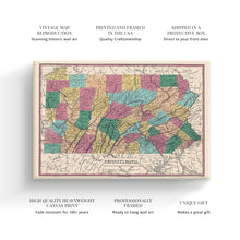 Load image into Gallery viewer, Digitally Restored and Enhanced 1829 Pennsylvania Map Canvas - Canvas Wrap Vintage Pennsylvania Map Poster - Old Pennsylvania - Historic Map of Pennsylvania State - Restored Pennsylvania Wall Art
