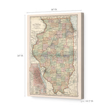 Cargar imagen en el visor de la galería, Digitally Restored and Enhanced 1891 Illinois Map Canvas Art - Canvas Wrap Vintage Illinois State Map Print - Old Map of Illinois Poster - Restored IL Map - Historic Illinois Wall Art Decor
