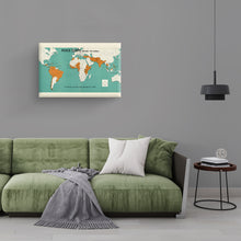 Load image into Gallery viewer, Digitally Restored and Enhanced 1966 World Map Canvas Art - Canvas Wrap Vintage World Map Poster - Historic World Map Wall Art - Old Map of the World Wall Map - Peace Corps Poster Around The World
