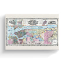 Load image into Gallery viewer, Digitally Restored and Enhanced 1857 New York State Map Canvas - Canvas Wrap Vintage New York Map Art - Old Map of NY Poster - Historic New York Wall Art - Restored City &amp; County Map of New York State
