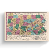 Cargar imagen en el visor de la galería, Digitally Restored and Enhanced 1829 Pennsylvania Map Canvas - Canvas Wrap Vintage Pennsylvania Map Poster - Old Pennsylvania - Historic Map of Pennsylvania State - Restored Pennsylvania Wall Art
