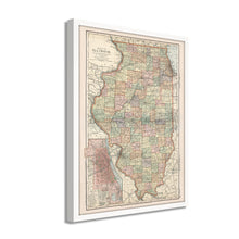 Load image into Gallery viewer, Digitally Restored and Enhanced 1891 Illinois Map Poster - Framed Vintage Map of Illinois Poster - Old Illinois State Map - Historic IL Map - Restored Map of Illinois Wall Art
