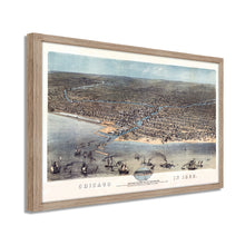 Load image into Gallery viewer, Digitally Restored and Enhanced 1868 Chicago Map Poster - Framed Vintage Chicago Map Wall Art - History Map of Chicago Poster - Chicago Framed Map Aerial View from Schiller Street
